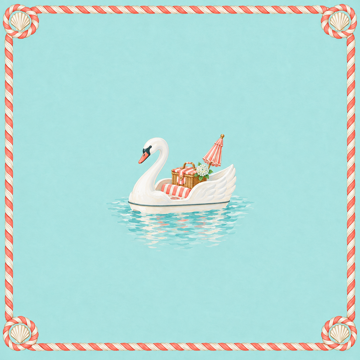 The Swan Boat Picnic Mahjong Mat artwork