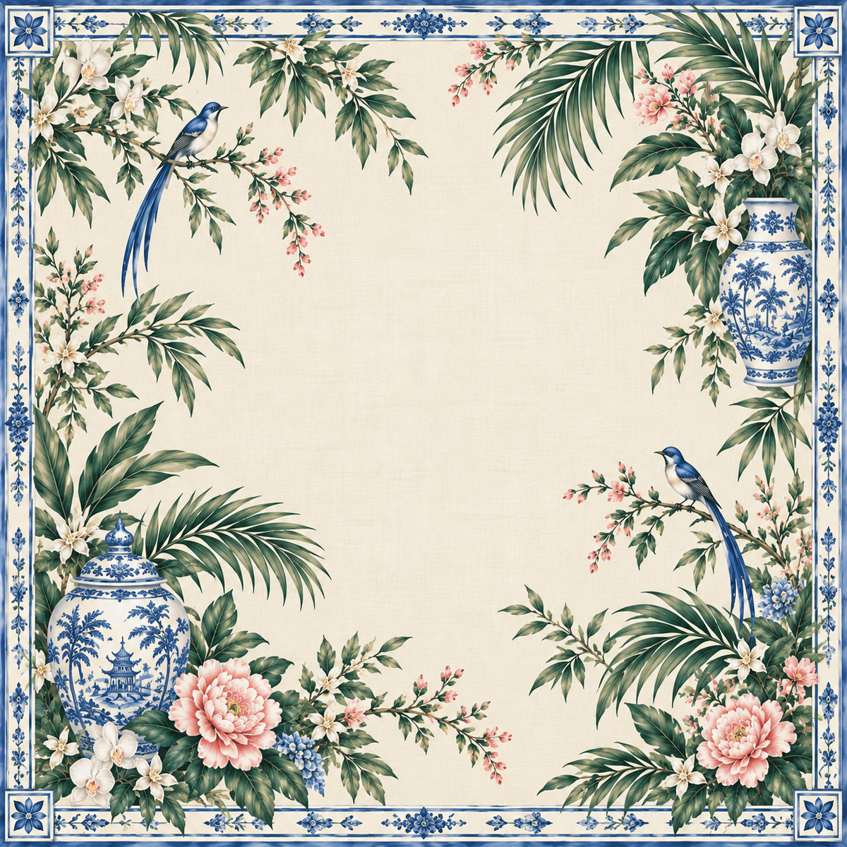 Chinoiserie Palm Garden PalmTiles American Mahjong Mat