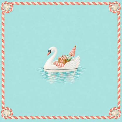 The Swan Boat Picnic Mahjong Mat artwork