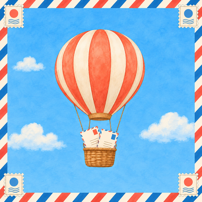 The Airmail Balloon Mahjong Mat artwork