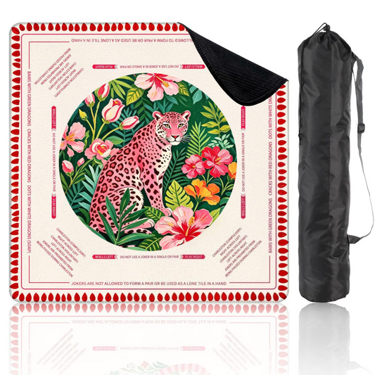 Preppy Leopard Mahjong Mat, Round