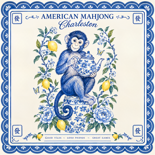 The Chinoiserie Monkey & Tea Mahjong Mat