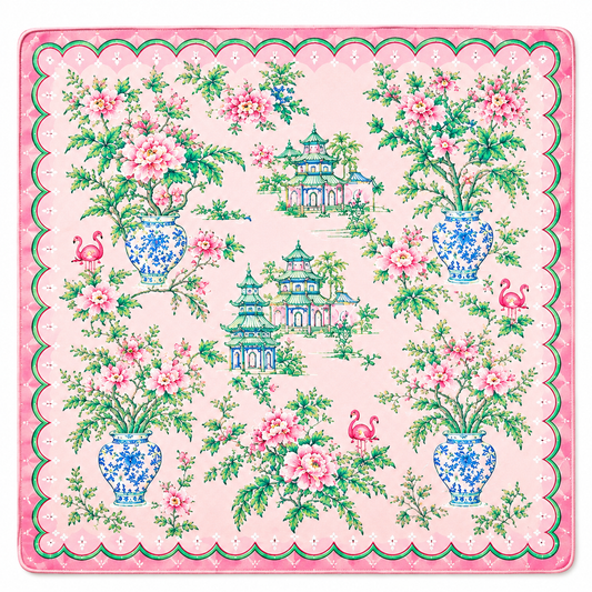 Pink Chinoiserie Garden Mahjong Mat