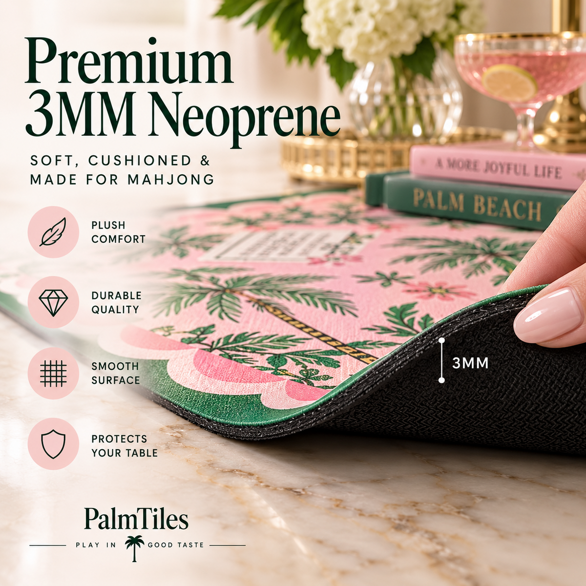 Premium 3MM Neoprene — Soft, Cushioned & Made for Mahjong