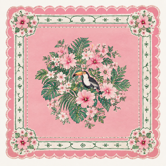 The Pink Hibiscus Toucan Mahjong Mat
