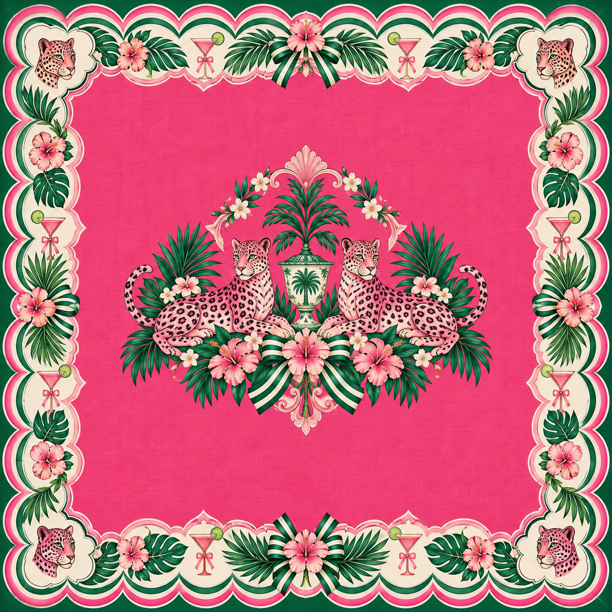 The Pink Leopard Club American Mahjong mat by PalmTiles