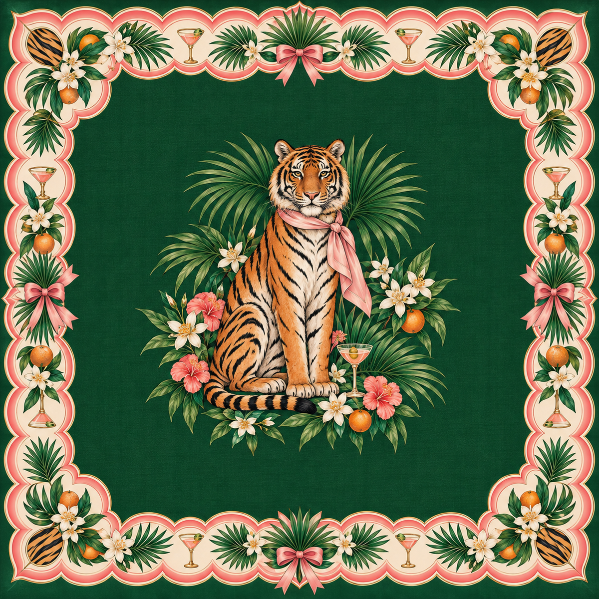 Tiger Social Club American Mahjong mat by PalmTiles