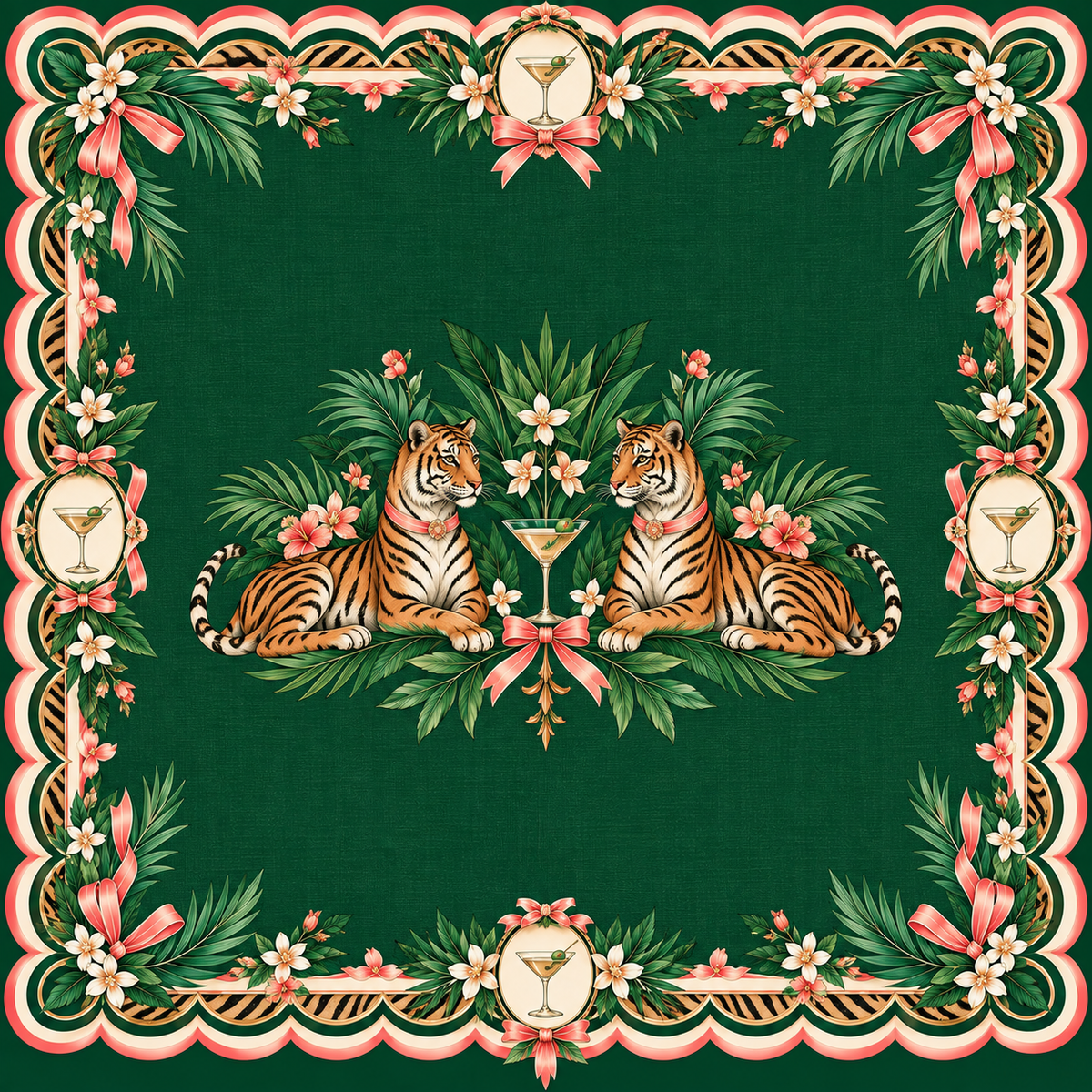 Tigers & Martinis Mahjong Mat